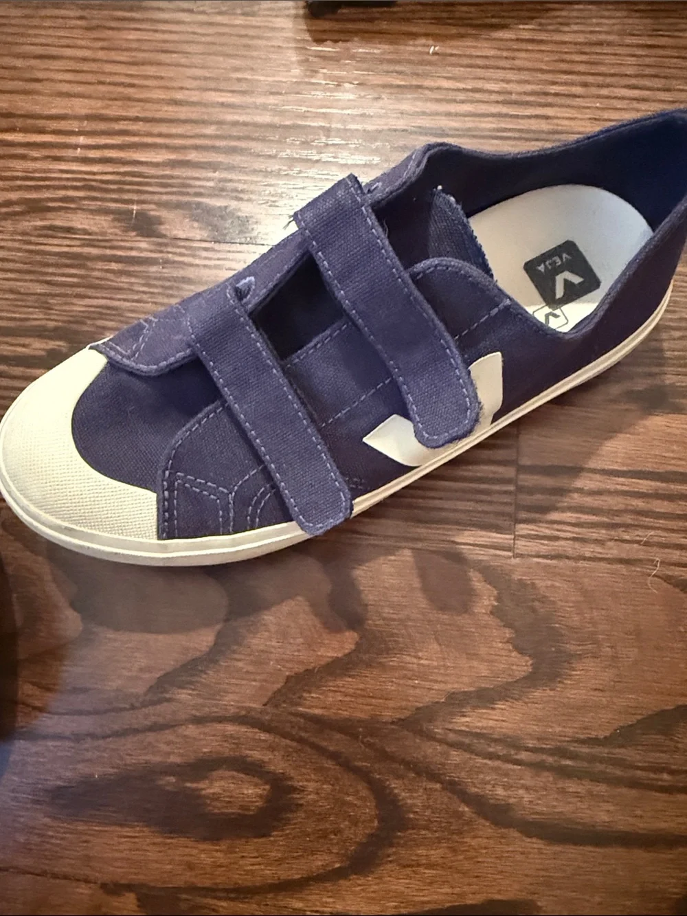 Veja Kids Velcro Sneakers in Navy and White